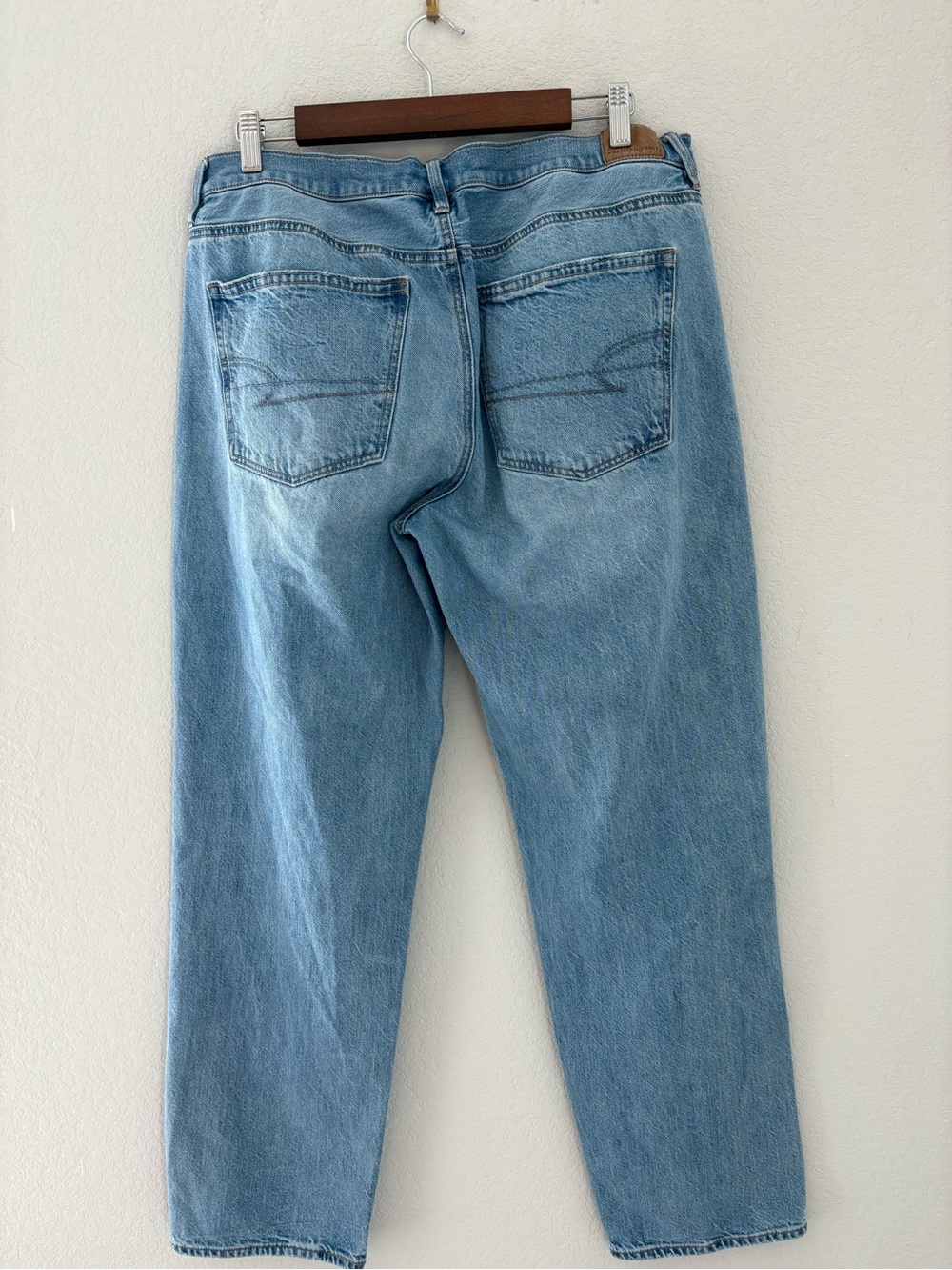 American Eagle 90's Low Rise Straight Denim Jeans 16 Long Light Wash - Picture 2 of 11